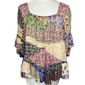Floreat for Anthropologie Patchwork Blouse
